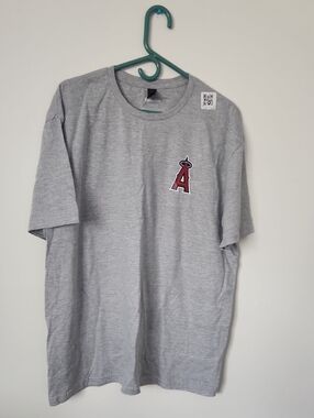 Fanatics Gray Short Sleeve Tee with Red Angels 'A' Logo